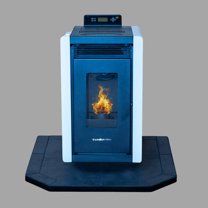 COMBO DEAL- Alpine HP40 White Pellet Stove with 32" Midnight Black Hearth Pad