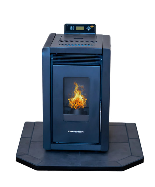 COMBO DEAL- Alpine HP40 Black Pellet Stove with 32" Midnight Black Hearth Pad