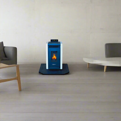 COMBO DEAL- Alpine HP40 White Pellet Stove with 32" Midnight Black Hearth Pad